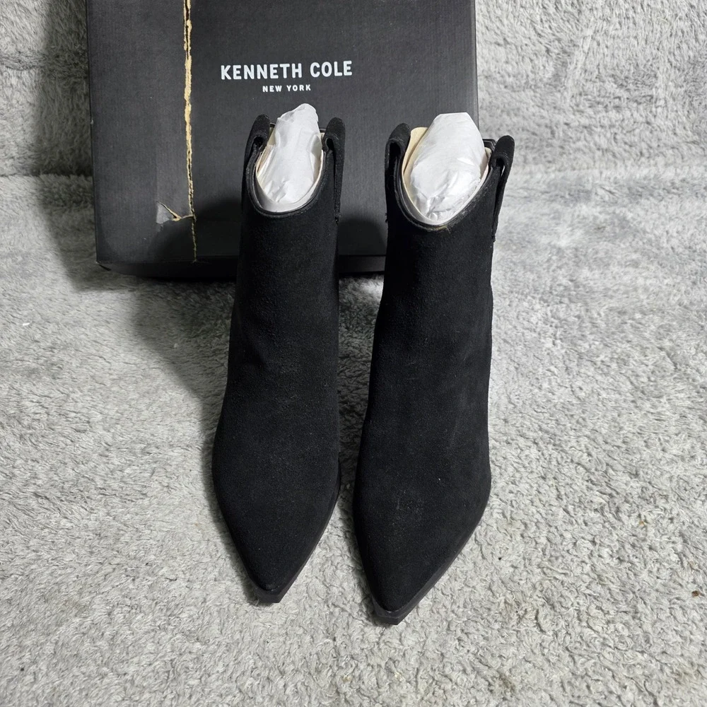 Kenneth Cole Black‎ Suede Leather Pointed Toe Western Ankle Boots Booties 6M NEW